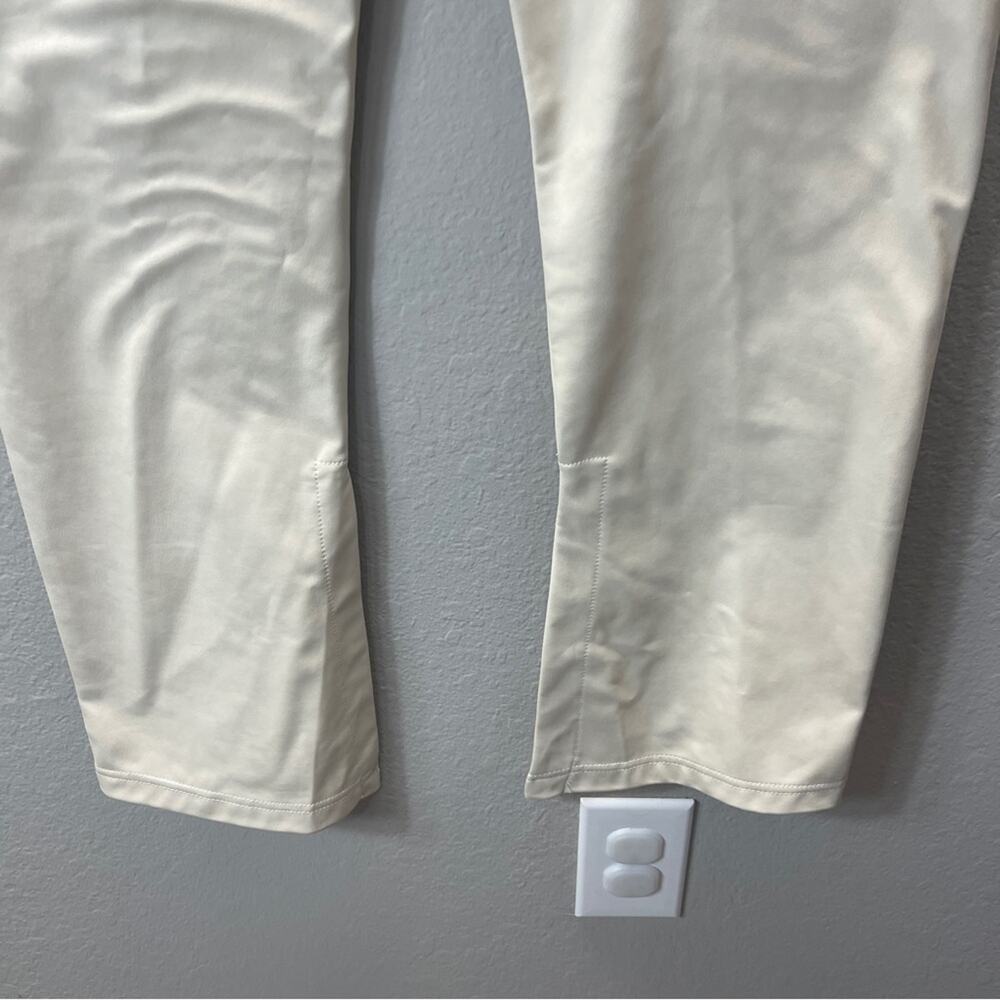 Avec Les Filles High-Waisted Faux Leather Slit Leggings Cream - Picture 8 of 12